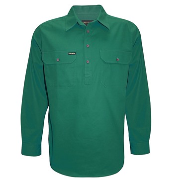 Picture of Hard Slog Mens Half Placket Light Cotton Workshirt - Green