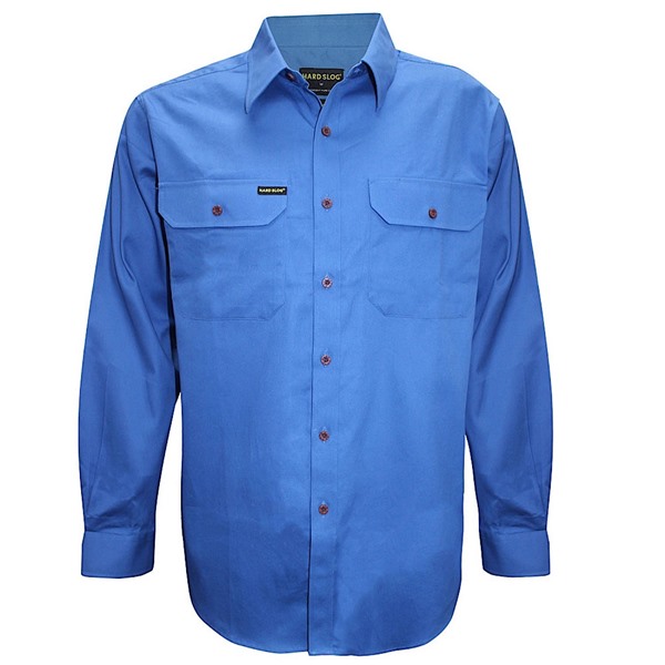 Picture of Hard Slog Mens Full Placket Light Cotton Workshirt - Blue River