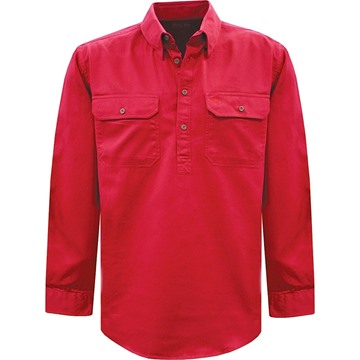 Picture of Thomas Cook Mens Heavy Drill Half Placket LS Shirt - Tomato