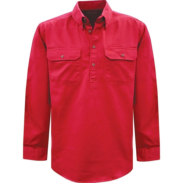 Picture of Thomas Cook Mens Heavy Drill Half Placket LS Shirt - Tomato