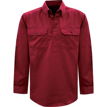 Picture of Thomas Cook Mens Heavy Drill Half Placket LS Shirt - Red