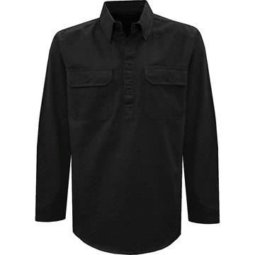 Picture of Thomas Cook Mens Heavy Drill Half Placket LS Shirt - Black