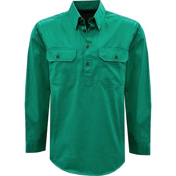 Picture of Thomas Cook Mens Heavy Drill Half Placket LS Shirt - Bright Green