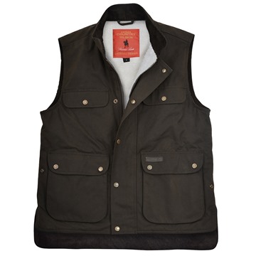 Picture of Thomas Cook Mens Hi Country Oilskin Sherpa Vest - Rustic Mulch