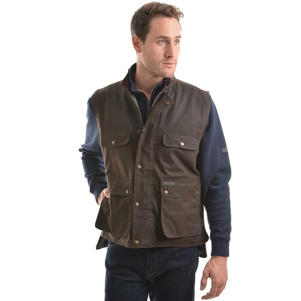 Picture of Thomas Cook Mens High Country Professional Oilskin Vest - Rustic Mulch