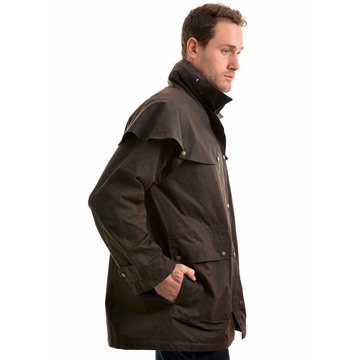 Picture of Thomas Cook Mens High Country Professional Oilskin Short Coat - Rustic Mulch